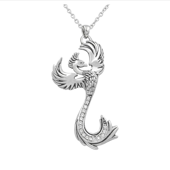 Phoenix Necklace with 17 Austrian Crystals- Bird of Paradise-NWT Stainless - Picture 1 of 6